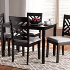 Baxton Studio Caron Modern and Contemporary Gray Fabric Upholstered Espresso Brown Finished Wood 5-Piece Dining Set