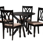 Baxton Studio Maya Modern Beige Fabric and Espresso Brown Finished Wood 5-Piece Dining Set