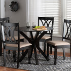 Baxton Studio Maya Modern Beige Fabric and Espresso Brown Finished Wood 5-Piece Dining Set