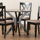 Baxton Studio Maya Modern Beige Fabric and Espresso Brown Finished Wood 5-Piece Dining Set