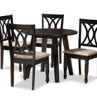 Baxton Studio Millie Modern and Contemporary Sand Fabric Upholstered and Dark Brown Finished Wood 5-Piece Dining Set