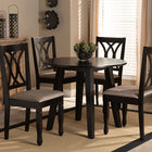 Baxton Studio Millie Modern and Contemporary Sand Fabric Upholstered and Dark Brown Finished Wood 5-Piece Dining Set
