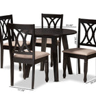 Baxton Studio Millie Modern and Contemporary Sand Fabric Upholstered and Dark Brown Finished Wood 5-Piece Dining Set