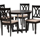 Baxton Studio Aggie Modern Sand Fabric and Dark Brown Finished Wood 5-Piece Dining Set