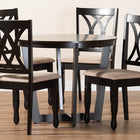 Baxton Studio Aggie Modern Sand Fabric and Dark Brown Finished Wood 5-Piece Dining Set