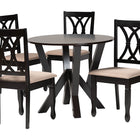 Baxton Studio Irene Modern Sand Fabric and Dark Brown Finished Wood 5-Piece Dining Set