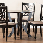 Baxton Studio Irene Modern Sand Fabric and Dark Brown Finished Wood 5-Piece Dining Set