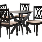 Baxton Studio April Modern Sand Fabric and Dark Brown Finished Wood 5-Piece Dining Set