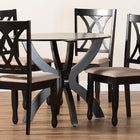 Baxton Studio April Modern Sand Fabric and Dark Brown Finished Wood 5-Piece Dining Set