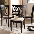 Baxton Studio Reneau Modern and Contemporary Sand Fabric Upholstered Espresso Brown Finished Wood Dining Chair Set of 4