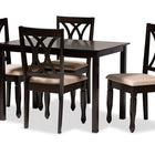 Baxton Studio Reneau Modern and Contemporary Sand Fabric Upholstered Espresso Brown Finished Wood 5-Piece Dining Set