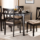 Baxton Studio Reneau Modern and Contemporary Sand Fabric Upholstered Espresso Brown Finished Wood 5-Piece Dining Set