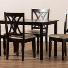 Baxton Studio Reneau Modern and Contemporary Sand Fabric Upholstered Espresso Brown Finished Wood 5-Piece Dining Set