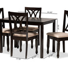 Baxton Studio Reneau Modern and Contemporary Sand Fabric Upholstered Espresso Brown Finished Wood 5-Piece Dining Set