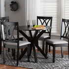 Baxton Studio Maya Modern Grey Fabric and Espresso Brown Finished Wood 5-Piece Dining Set