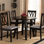 Baxton Studio Millie Modern and Contemporary Grey Fabric Upholstered and Dark Brown Finished Wood 5-Piece Dining Set