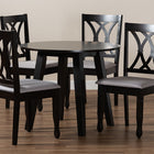 Baxton Studio Millie Modern and Contemporary Grey Fabric Upholstered and Dark Brown Finished Wood 5-Piece Dining Set