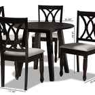 Baxton Studio Millie Modern and Contemporary Grey Fabric Upholstered and Dark Brown Finished Wood 5-Piece Dining Set