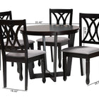 Baxton Studio Aggie Modern Grey Fabric and Dark Brown Finished Wood 5-Piece Dining Set