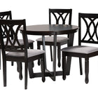 Baxton Studio Aggie Modern Grey Fabric and Dark Brown Finished Wood 5-Piece Dining Set