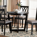 Baxton Studio Aggie Modern Grey Fabric and Dark Brown Finished Wood 5-Piece Dining Set