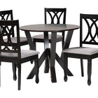 Baxton Studio Irene Modern Grey Fabric and Dark Brown Finished Wood 5-Piece Dining Set
