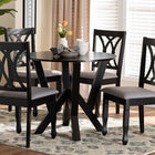 Baxton Studio Irene Modern Grey Fabric and Dark Brown Finished Wood 5-Piece Dining Set
