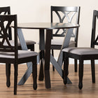 Baxton Studio Irene Modern Grey Fabric and Dark Brown Finished Wood 5-Piece Dining Set