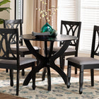 Baxton Studio April Modern Grey Fabric and Dark Brown Finished Wood 5-Piece Dining Set