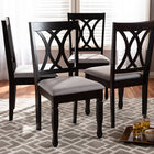 Baxton Studio Reneau Modern and Contemporary Gray Fabric Upholstered Espresso Brown Finished Wood Dining Chair Set of 4