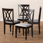 Baxton Studio Reneau Modern and Contemporary Gray Fabric Upholstered Espresso Brown Finished Wood Dining Chair Set of 4