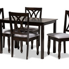 Baxton Studio Reneau Modern and Contemporary Gray Fabric Upholstered Espresso Brown Finished Wood 5-Piece Dining Set