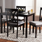 Baxton Studio Reneau Modern and Contemporary Gray Fabric Upholstered Espresso Brown Finished Wood 5-Piece Dining Set
