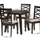Baxton Studio Ruby Modern Beige Fabric and Dark Brown Finished Wood 5-Piece Dining Set