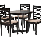 Baxton Studio Leda Modern Sand Fabric and Dark Brown Finished Wood 5-Piece Dining Set