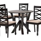 Baxton Studio Ariane Modern Sand Fabric and Dark Brown Finished Wood 5-Piece Dining Set