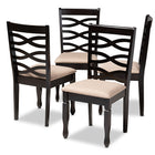 Baxton Studio Lanier Modern and Contemporary Sand Fabric Upholstered Espresso Brown Finished Wood Dining Chair Set of 4