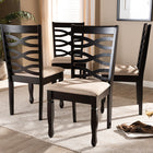Baxton Studio Lanier Modern and Contemporary Sand Fabric Upholstered Espresso Brown Finished Wood Dining Chair Set of 4