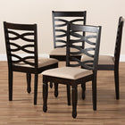 Baxton Studio Lanier Modern and Contemporary Sand Fabric Upholstered Espresso Brown Finished Wood Dining Chair Set of 4