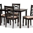 Baxton Studio Lanier Modern and Contemporary Sand Fabric Upholstered Espresso Brown Finished Wood 5-Piece Dining Set