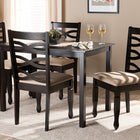 Baxton Studio Lanier Modern and Contemporary Sand Fabric Upholstered Espresso Brown Finished Wood 5-Piece Dining Set