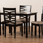 Baxton Studio Lanier Modern and Contemporary Sand Fabric Upholstered Espresso Brown Finished Wood 5-Piece Dining Set