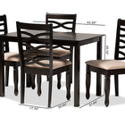 Baxton Studio Lanier Modern and Contemporary Sand Fabric Upholstered Espresso Brown Finished Wood 5-Piece Dining Set