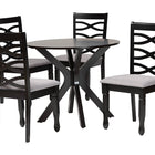Baxton Studio Mila Modern Grey Fabric and Dark Brown Finished Wood 5-Piece Dining Set