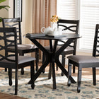 Baxton Studio Mila Modern Grey Fabric and Dark Brown Finished Wood 5-Piece Dining Set