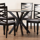 Baxton Studio Mila Modern Grey Fabric and Dark Brown Finished Wood 5-Piece Dining Set
