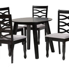 Baxton Studio Darina Modern Grey Fabric and Dark Brown Finished Wood 5-Piece Dining Set