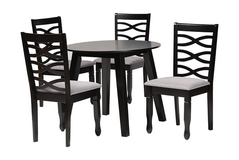 Baxton Studio Darina Modern Grey Fabric and Dark Brown Finished Wood 5-Piece Dining Set