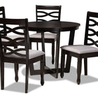 Baxton Studio Leda Modern and Contemporary Grey Fabric Upholstered and Dark Brown Finished Wood 5-Piece Dining Set