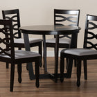Baxton Studio Leda Modern and Contemporary Grey Fabric Upholstered and Dark Brown Finished Wood 5-Piece Dining Set